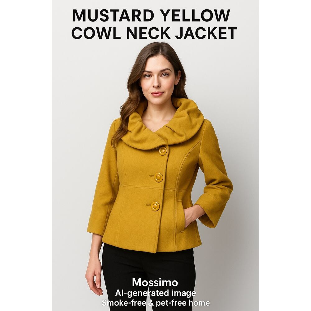 Mossimo Mustard Wool-Blend Jacket with Dramatic Cowl Neck – Size M Sale!!!